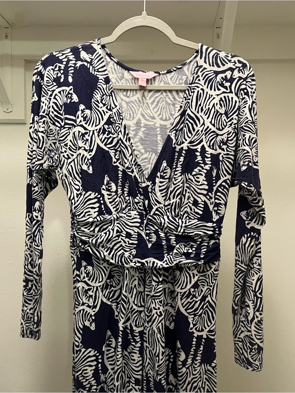 Navy and White Zebra Leaf Print Maxi Dress